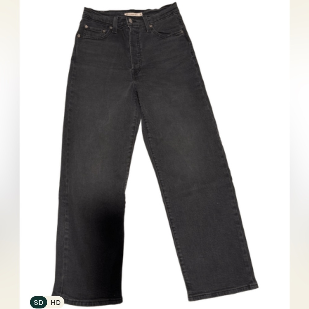 Levi's Black Ribcage Straight Wide Leg Jeans